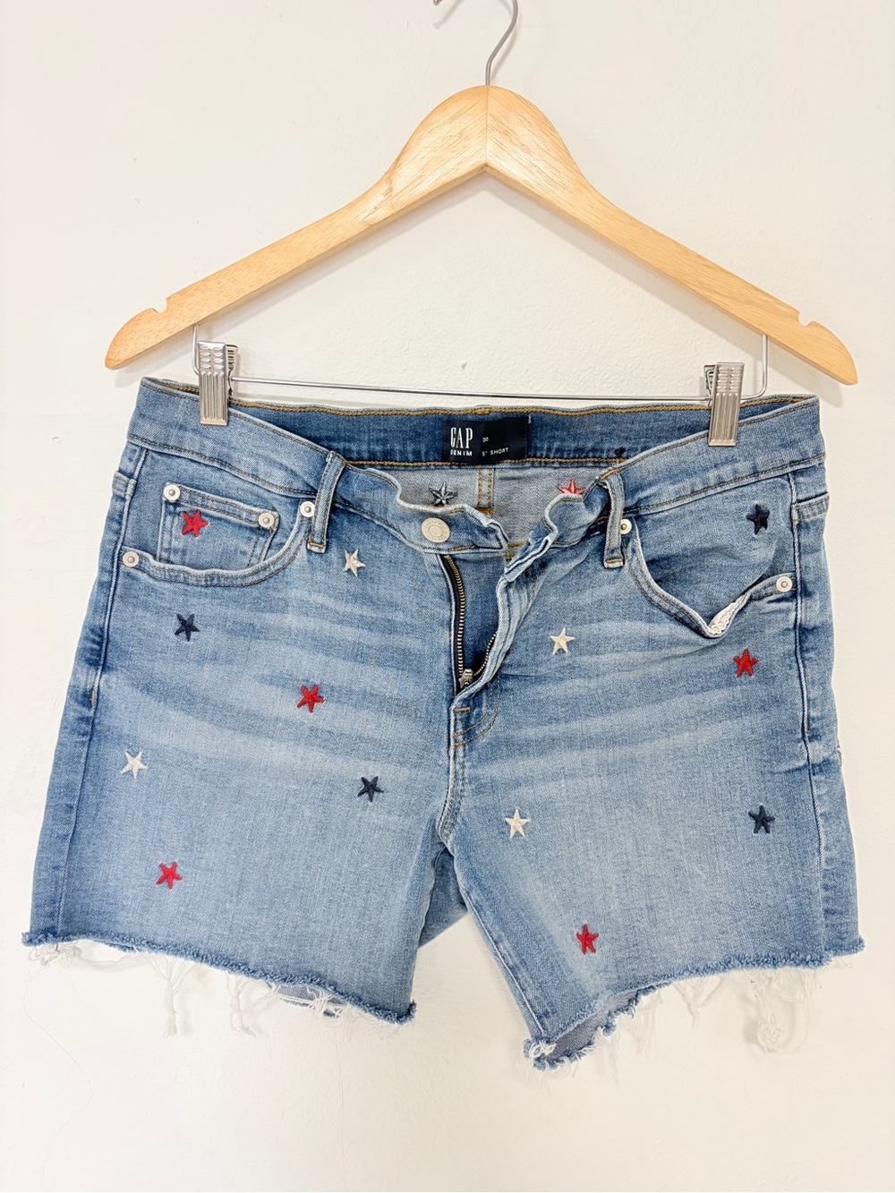 GAP Light Blue Embroidered Star Jean Shorts
